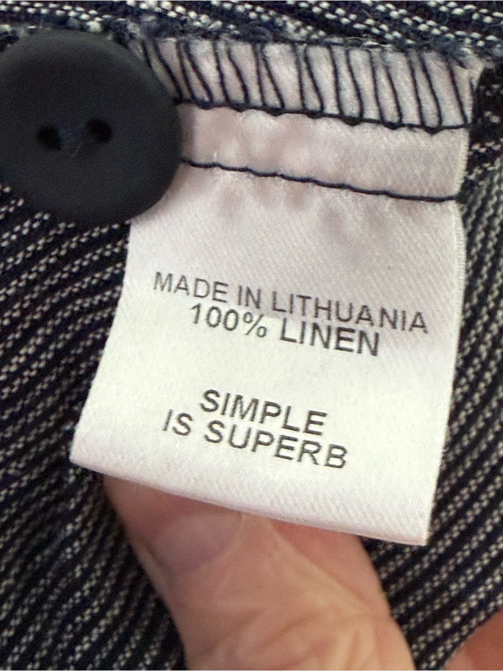 FLAX Long-Sleeve Navy Popover Button Shirt small - Picture 3 of 8